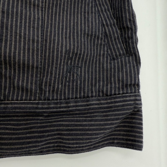 Kane Unke Jacket Men Medium Black Gray Stripes Canvas Button Up Shirt Military - Picture 7 of 13